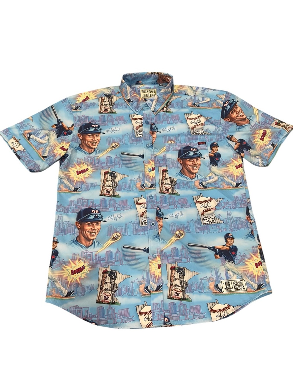 RSVLTS Light Blue MLB Twins Graphic Button-Up Shirt Featuring Max Kepler